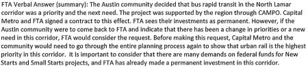 FTA's actual statement, summarized in CMTA memo provided to Councilmember Martinez. Screenshot from PDF by L. Henry.