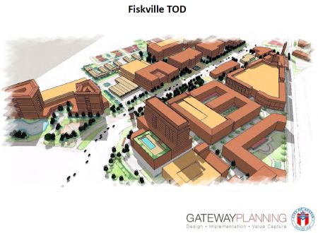 Slide from 2012 Gateway presentation to TWG showed rendering of possible TOD in Fiskville corridor near Airport Blvd.