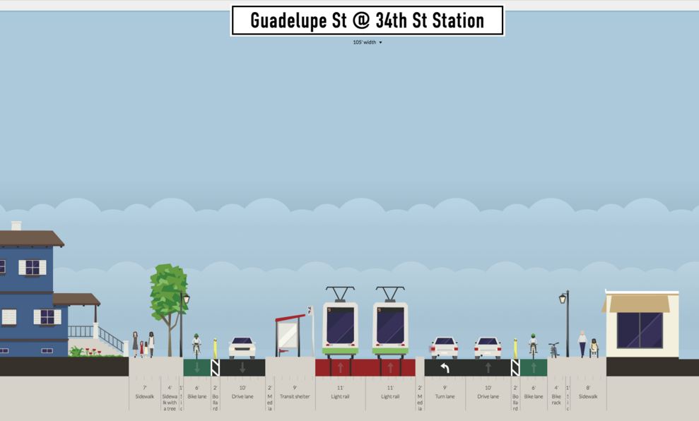 Proposed 34th St. station (platform for southbound direction shown). Graphic: Andrew Mayer. (Click to enlarge.)