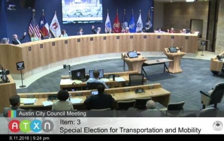 Austin City Council votes unanimously for proposed "Go Big" $720 million bond measure on Aug. 11th. Photo: Screen capture from ATXN video.